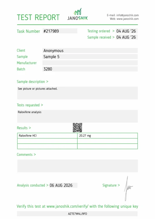 Raloxifene (20mg/capsule), 60 Capsules lab report